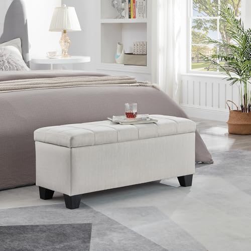 BouPower Ottoman with Storage, Storage Ottoman Bench with Safety Hinge, Upholst…