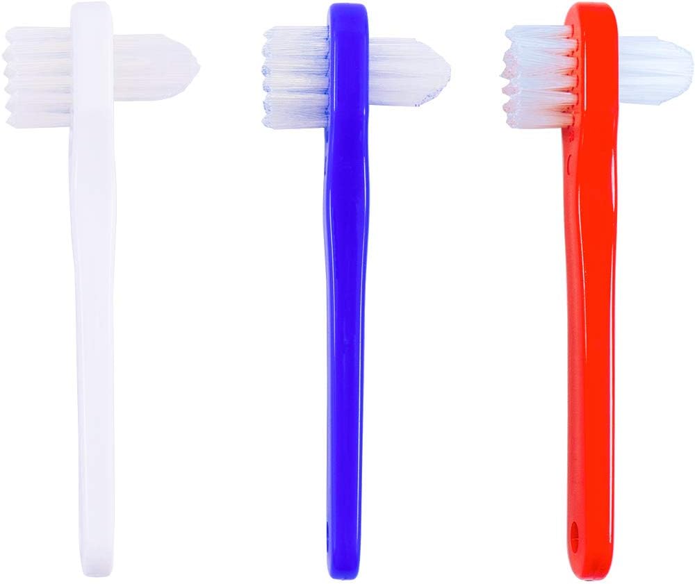 Denture Cleaning Brush hygienic Denture Cleaner Set, T-Shaped Denture Special Toothbrush Tool, Small Hard Toothbrush, for Denture Care(Pack of 3): Health & Personal Care