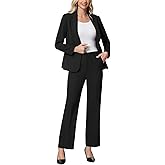 Lamgool Women's 2 Piece Suits Business Blazer Pants Set Peak Lapel One Button Professional Work Office Outfits