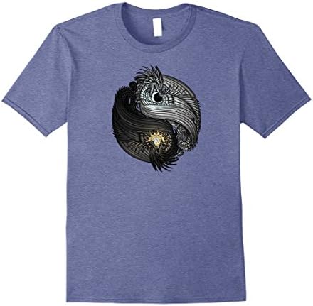 Mens The Dreaming Dragon Sun and Moon Yin Yang Dragons T-Shirt 2XL Heather Blue
