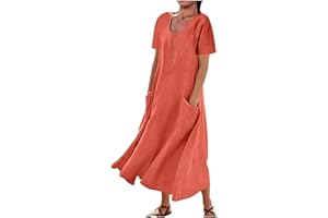Juejuezi Summer Dresses for Women 2023 Cute Short Sleeve Fashion Beach Dress Linen Waist Tiered Classy Vacation Casual