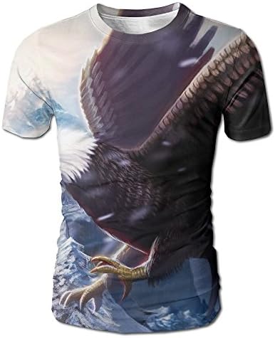 Samilaim Men's Painting Poultry Eagle Beak Wings 3D Creative Design Casual Tshirts Tops Crewneck Short Sleeve T-Shirt Tee