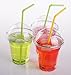 Golden Apple, 24oz-50sets. Clear Plastic Cups with Flat lids with Straw Slot(50Cups + 50lids)…