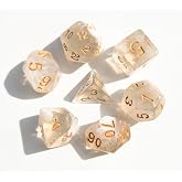 VVPESCA White Smoke DND Dice Set of 7pcs (Ivory-Gold) | Transparent Acrylic Polyhedral Dice Set for D&amp;D, TTRPGs, Dungeons and Dragons, MTG, Table Games &ndash; D20 System Games