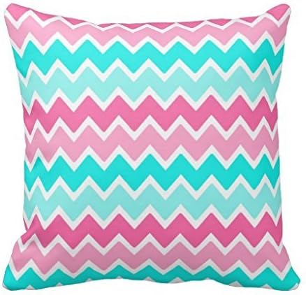 Pink Aqua Turquoise Blue Ombre Chevron Pillow Case
