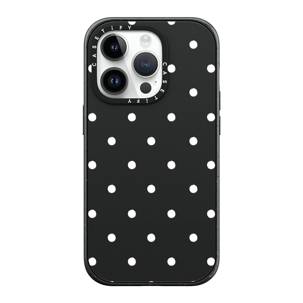 CASETiFY Impact iPhone 14 Pro Case [4X Military Grade Drop Tested / 8.2ft Drop Protection/Compatible with Magsafe] - Classic Dottie - Matte Black