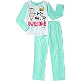 Girl's Unicorn Emoji Make Today Awesome 2 Piece Pajama Sleep Set, (Size Large 10-12, Blue)