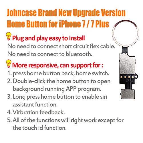 Johncase Home Button Main Key Flex Ribbon Cable Assembly Replacement Part Compatible for iPhone 7/7 Plus All Carriers (Rose Gold) - Thumbnail 2