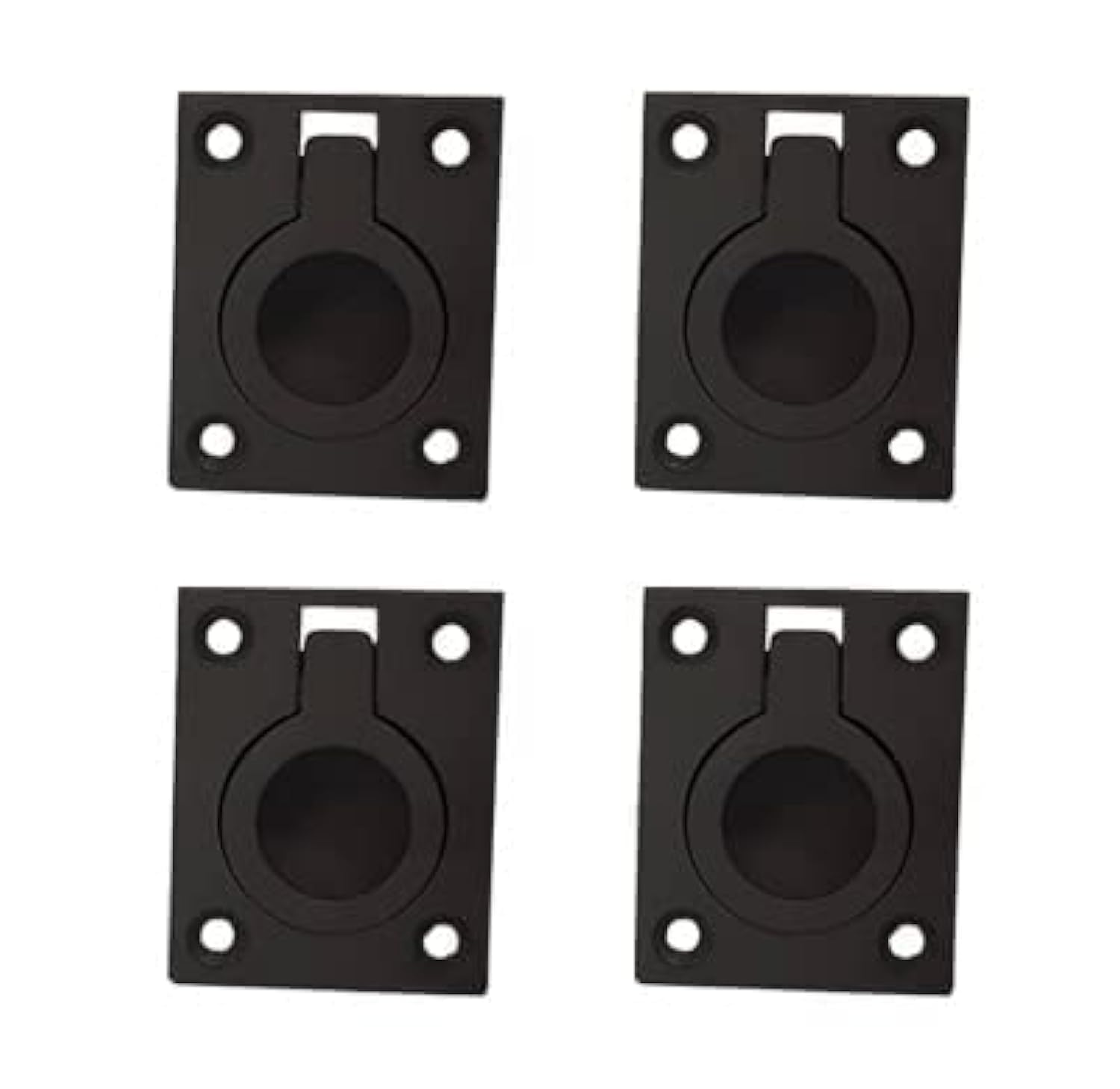 QCAA Flush Ring Pull, Solid Brass, 36.5 x45 mm, Oil Rubbed Bronze US10B, Made in Taiwan, 4 Pack โ image 1