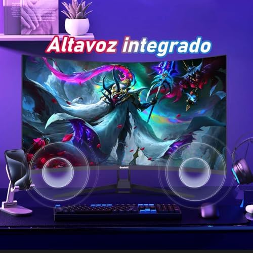 Monitor de computador curvo de 32 polegadas 4K Ultra HD 1500R, ecrã de gaming 160Hz, 1ms, AdaptiveSync, 128% sRGB, colunas integradas, HDMI 2.1, DisplayPort, suporte de parede compatível - preto