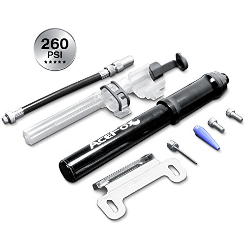 AceFox Mini Bike Pump, Bicycle Pump Reliable Hand Air Pump, Presta & Schrader Valve & Sports Ball, 260 PSI, Black