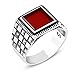Chimoda Mens Rings Turkish Handmade in 925 Sterling Silver with Red Agate and Marcasite Stones (9)