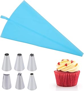SUSSURRO Tüllen Russisch Groß Set 6 pcs Spritztüllen Set 6 Edelstahl Spritztüllen und 1 Silikonbeutel Professionelle Edelstahl Aufsätze für Kuchen Backen