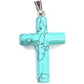 LE SKY 4 Pcs Natural Stone Pendants Cross Shape Agate Crystal Chakra semi-Precious Gemstone Charms for Jewelry Making