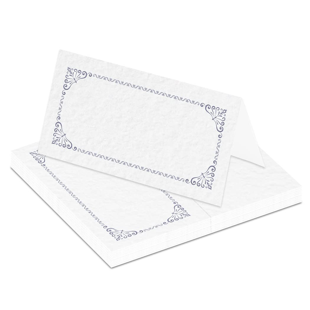 Place Cards - 40 Name Pack - Wedding Reception, Birthday, Anniversary Dining Table Decorations - Blank Guest Settings - Decorative Placement Tags - Beautiful Elegant Party Décor, Lunch Dinner Set