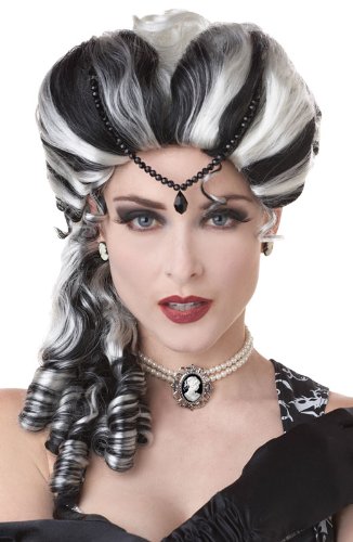 California Costumes Victorian with Side Curls Wig, Black/White, One Size