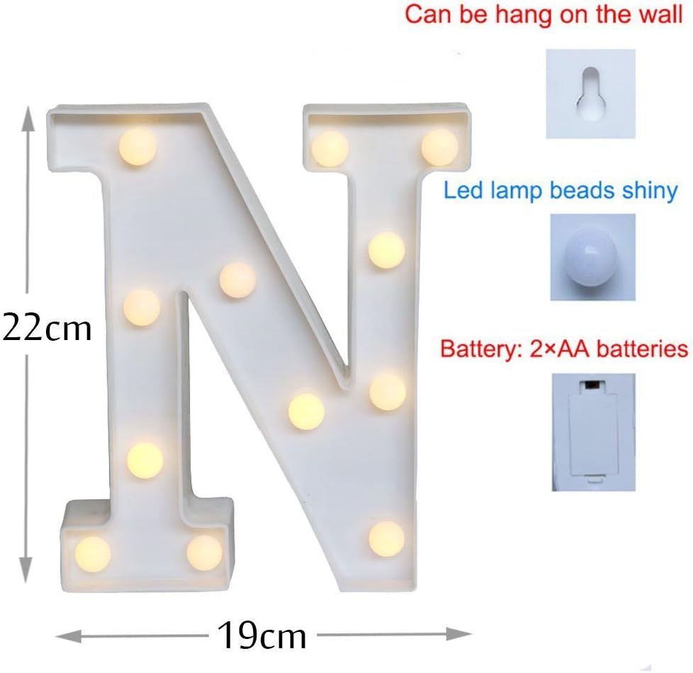 LED Warm Sweet English Word Letter Lights, Festival Gift Decorations Modeling Lamps Wall Lamps (N)