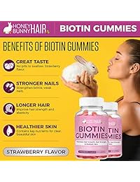 Gummies de vitamina con biocina para el crecimiento del cabello. Crece el pelo más rápido y...