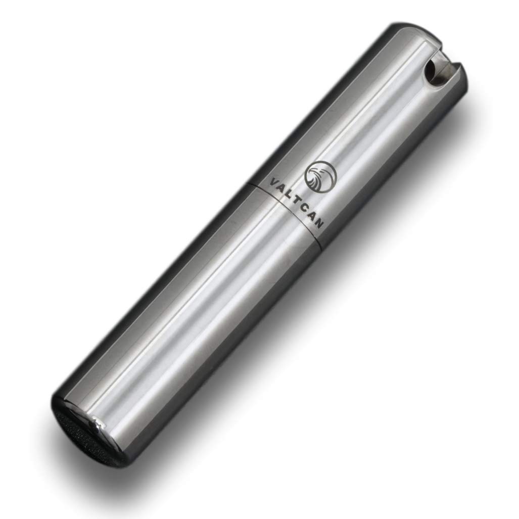 Valtcan Pure Titanium Polished Finish Toothpick Holder - For Single Sided Toothpicks - Pill Canister with Waterproof Airtight Seal Carry Everyday with Keyring hole