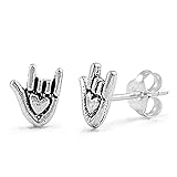 I Love You Hand Sign Language Cute .925 Sterling