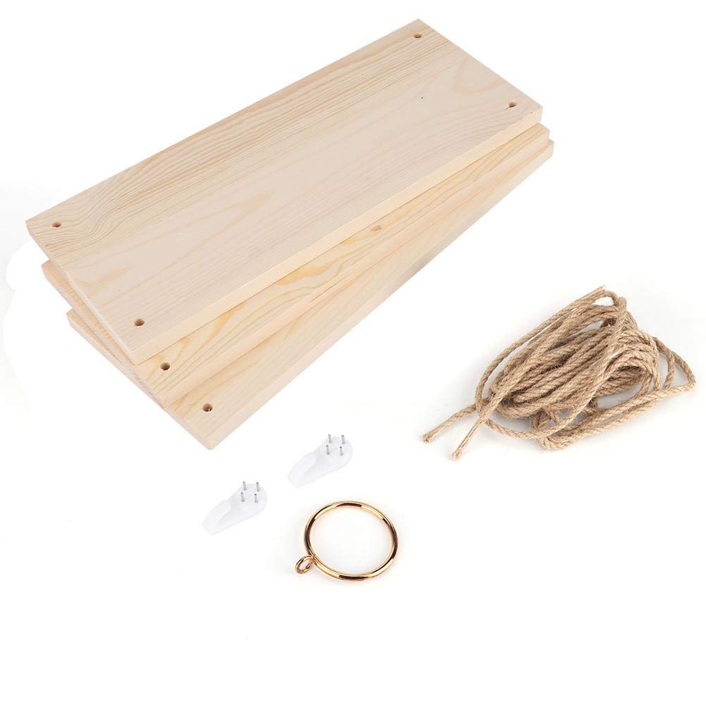 Cikonielf Storage Rack, Wall Hanging Shelf Pine Wood Hemp Rope Flower Storage Shelves Flowerpot Rack for Home Garden Use(3 Tier)