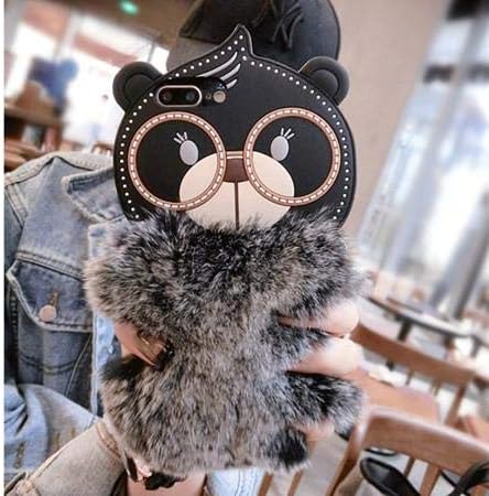 iPhone Xs MAX Silicone Case | Soft Crystal Matte Teddy Bear with Warm Fluffy Fur for Apple New iPhone Xs max (Black)