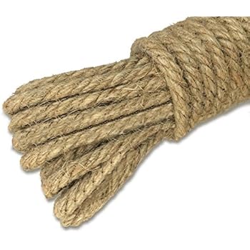 KINGLAKE 100% Natural Thick Strong Jute Rope 65 Feet 5mm 3 Ply Hemp Rope Cord for Arts Crafts DIY Decoration Gift Wrapping
