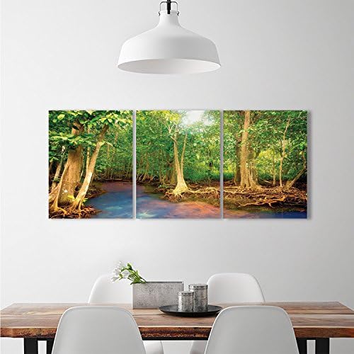 djidliyz8 Rainforest wall Stickers Roots of Mangrove Trees with Turquoise Creek Asian Nature Wildlife Themed Printdecorate stickers for wall Green Brown