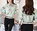 DPO Women's Collared Button Down Long Sleeve Shirt Printed Blouse Green 16,4XL