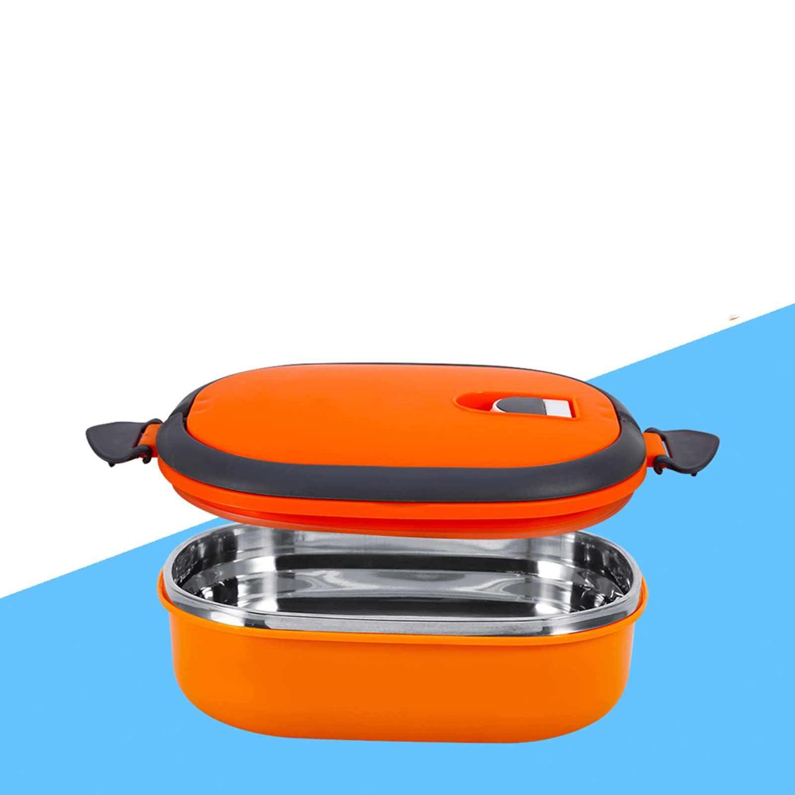 Raguso Single Layer Thermal Lunch Box , Stainless Steel Lunch Box , Portable Carry Hand Thermal Food Container , for Student Work Picnic , Travel , Camping(Orange)