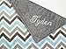 Personalize Double Minky Baby Blanket - Baby Blue/ Gray/White Chevron Minky Front, You Choose SOLID COLOR minky