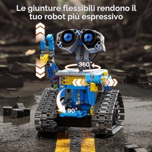 VEPOWER Technic Remote Control Robot for Kids,5 in 1 STEM RC Construction Toys with Programmable App, Educational Gift for Boys and Girls Age 6-12 (488 Pieces)