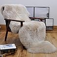 HUAHOO Premium Genuine Sheepskin Rug Linen Real Australia Sheepskin Natural Luxury Fluffy Lambskin Fur Area Rug Seat Covers for Kids Bedroom Sofa Chair Cover Pets Dogs Mat Double Pelt/2' x 6' Linen
