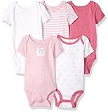 Lamaze Baby Organic Essentials 5 Pack Shortsleeve Bodysuits, Pink, 24M