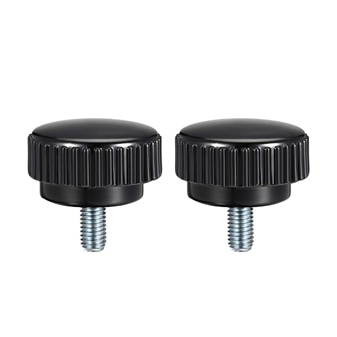 sourcing map M8 x 15mm Metric Male Thread Knurled Clamping Knobs Grip Thumb Screw on Type Plastic Threaded Hand Bolt Knobs Black 2 Pcs