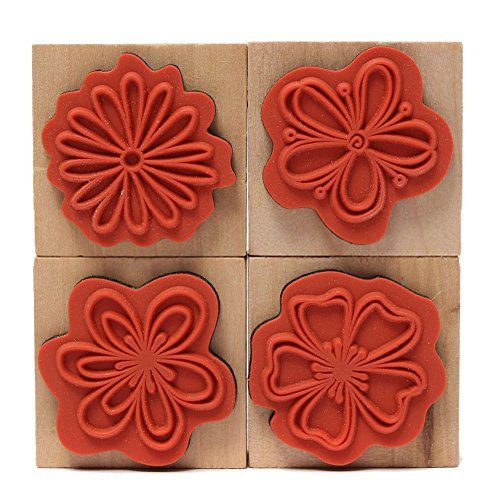 TOOGOO(R) 4pcs DIY Sweet Flowers Set Diary Scrapbook Floral Decoration Wooden Rubber Stamp - Thumbnail 3