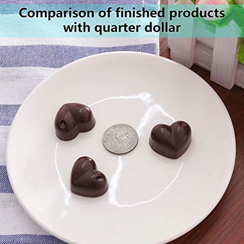 77L Candy Molds, Set of 2 [15 Cavity Heart Shape Mold], Silicone Chocolate Molds for Home Baking - Reusable DIY Baking Molds for Candy, Chocolate, Jelly or More (Brown)