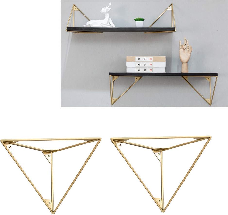 AWJ Wallmounted Triangle Brackets For Shelves, Golden Hanging Shelf