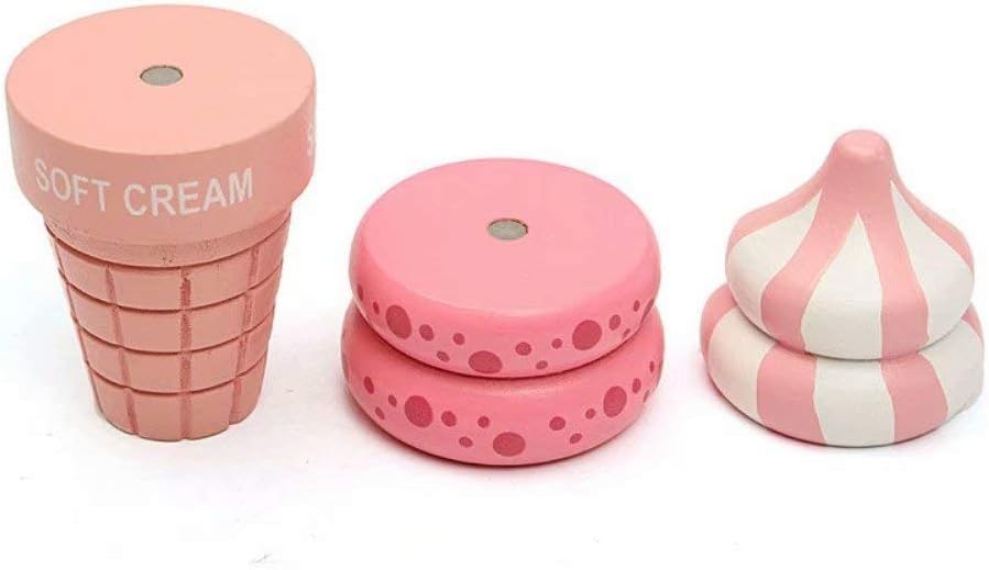 Ungfu Mall 3PCS Wooden Ice Cream Magnetic Connected Food Pretend Play Children Gift Toy Game Random Color - Image 4