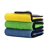 Car Drying Towel, Honmay Lint - Free Microfiber Cleaning Cloth, Premium Professional Soft Microfiber Towel, Super Absorbent Detailing Towel for Car/Windows/Screen/Kitchen, 12Inch x 16Inch (Pack of 3)