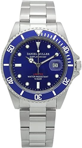 Amazon ダニエル ミューラー Daniel Muller 腕時計 オールステンレス 10気圧防水 ダイバーズウォッチ Dm 18bl ブルー 腕時計 腕時計 通販