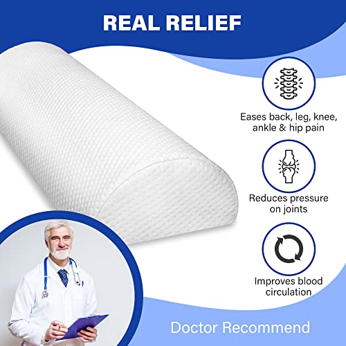 Back Pain Relief Bolster Pillow Half Moon Knee Pillow for Side, Back