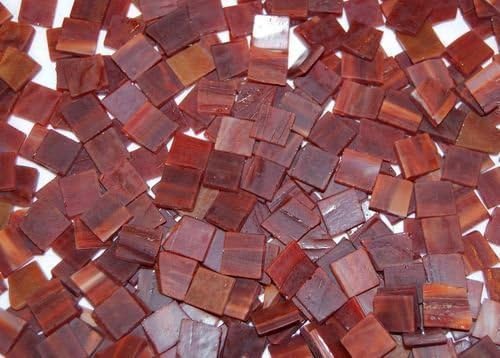 100 1/2" Brick Red Orange Tumbled Stained Glass Mosaic Tiles