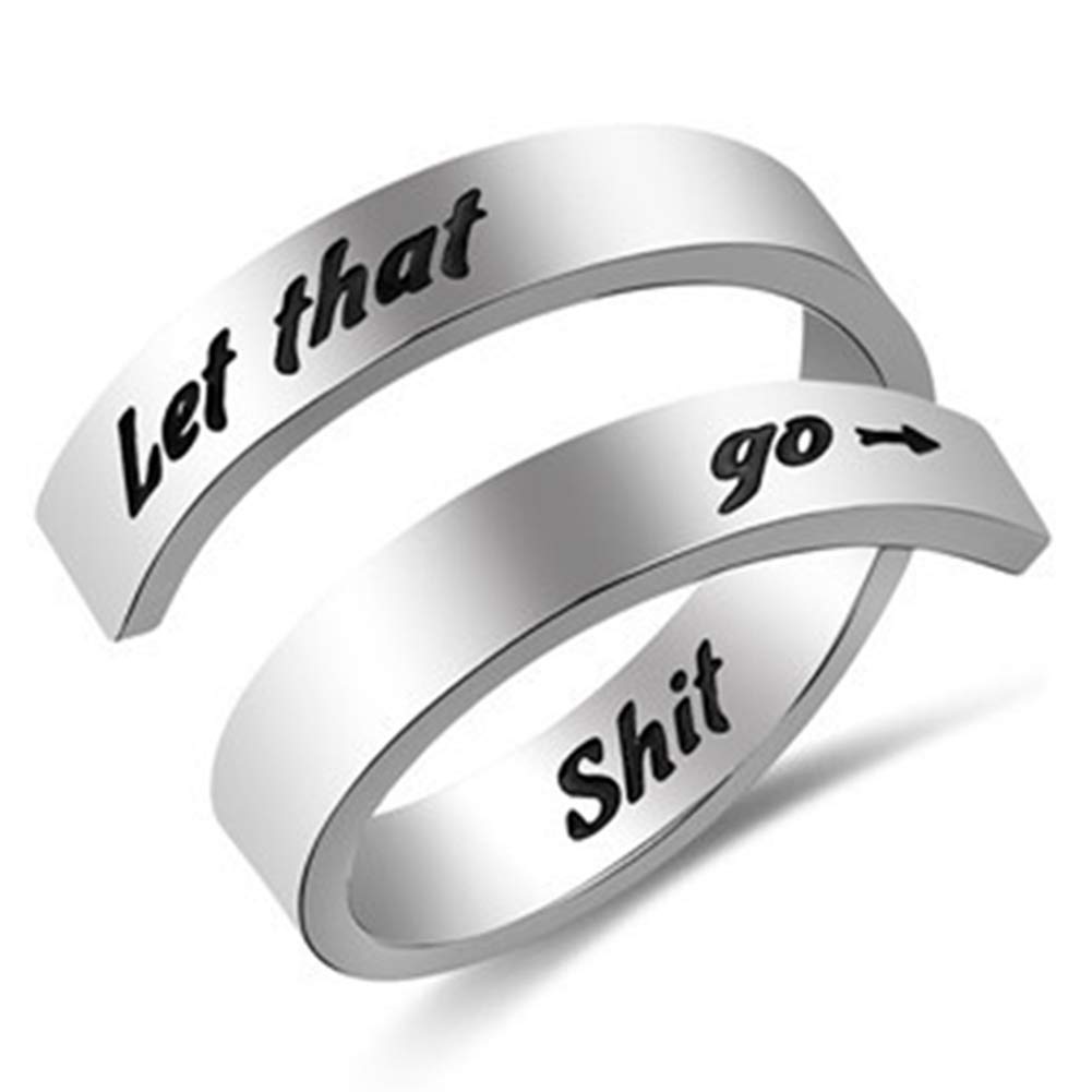 Kucheed Inspirational Rings for Women Men, Stainless Steel Engraved I am Enough Thumb Ring Jewelry, US Size 8-9 Spiral Wrap Twist Band, Personality Encouragement Finger Ring Birthday Gifts (A11)