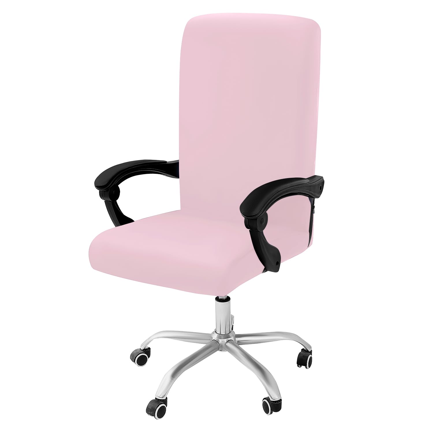 Smiry Stretch Printed Office Computer Chair Covers, Universal Desk Rotating Chair Slipcovers Removable Washable, Soft Fit Anti-Dust Spandex Protector Cover with Zipper, Pink Image