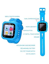 Frenzy   Reloj inteligente digital para niños con pantalla táctil de 1.5 in, cámara incorporada, juegos de aprendizaje, no tóxico, correa fácil de llevar, reloj inteligente azul   Modelo: KW1501