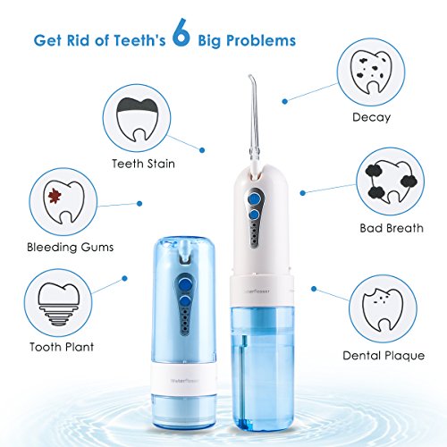 Eurobuy Dental Water Flosser Cordless,Teeth Cleaner,Oral Irrigator Professional Rechargeable Portable Dental Gum Flosser with 5 Jet Tips for Home,Travel,Adults,Kids,Oral & Nose Care
