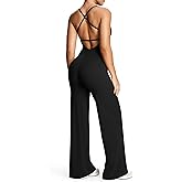 Aoxjox Workout Athlenza Jumpsuit for Women Straight Leg Cross Back One Piece Lumastretch™ Gym Yoga Sports Bras Jumpsuits