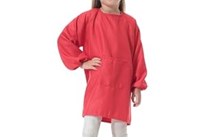 EVGVAT Kids Art Smock Long Sleeve with Pocket Child Chef Bib Apron for Kitchen Cooking Painting