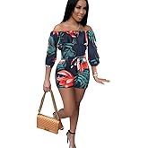 Sexy Two Piece Shorts Set - African Floral Jumpsuits Rompers Vacation Club Outfit